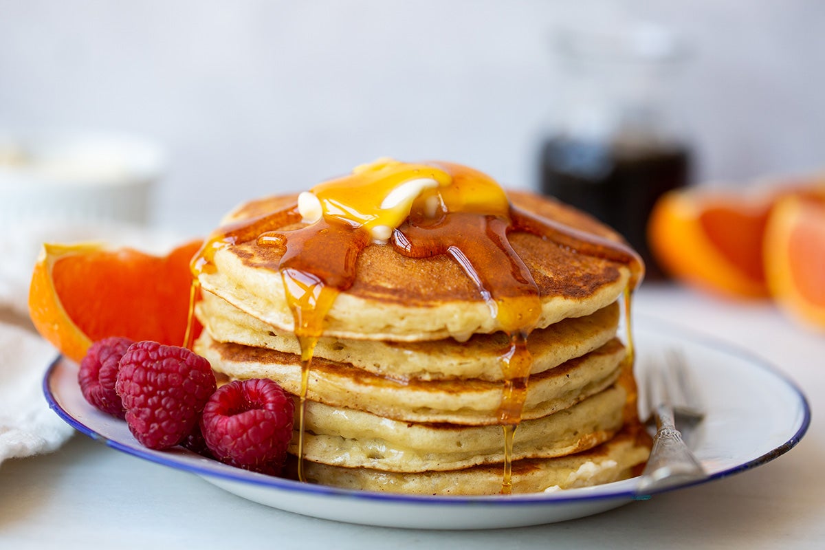 How to make decadent and buttery pancakes via @kingarthurflour