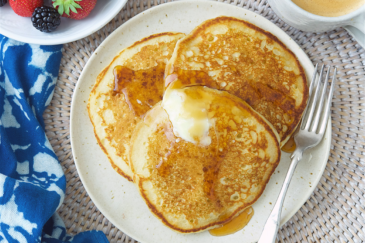 Buttermilk pancakes via @kingarthurflour