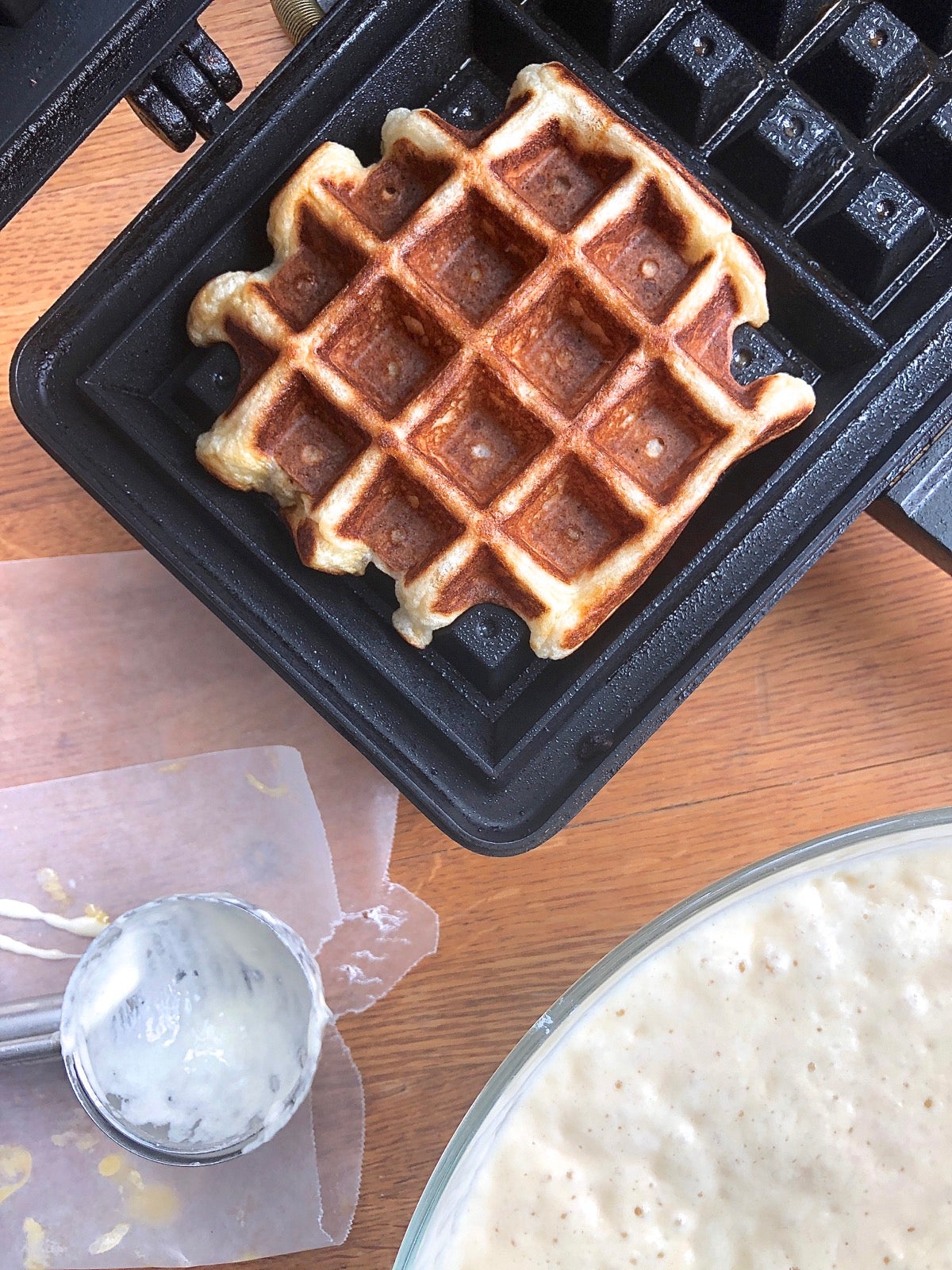 Classic Sourdough Waffles step-by-step via @kingarthurflour