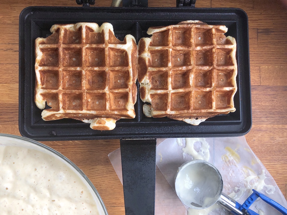 Classic Sourdough Waffles step-by-step via @kingarthurflour