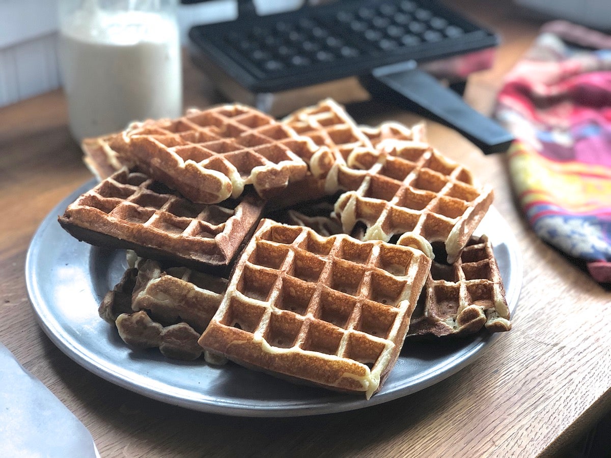 Classic Sourdough Waffles step-by-step via @kingarthurflour