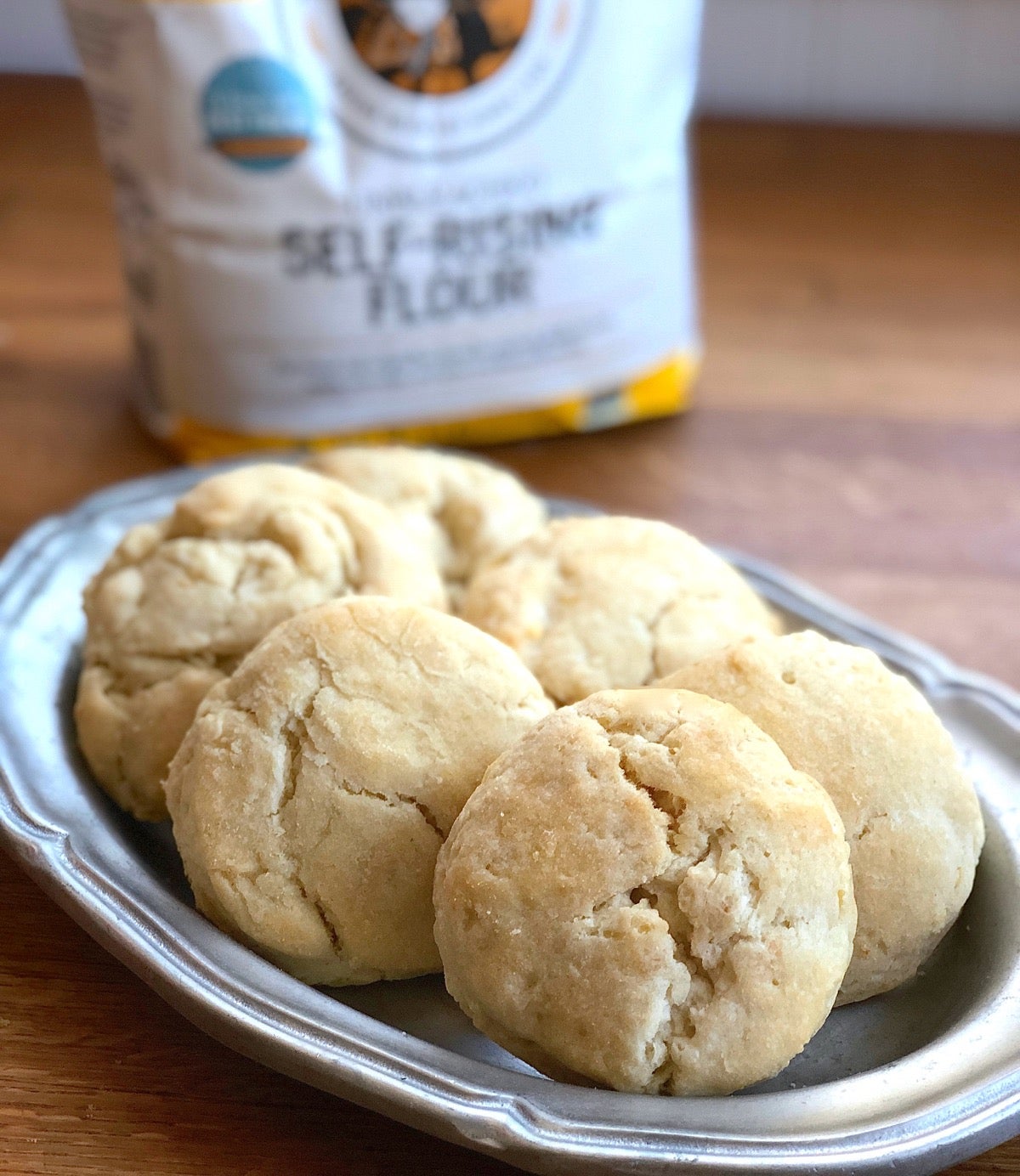 A plate of biscuits made with King Arthur Self-Rising Flour.