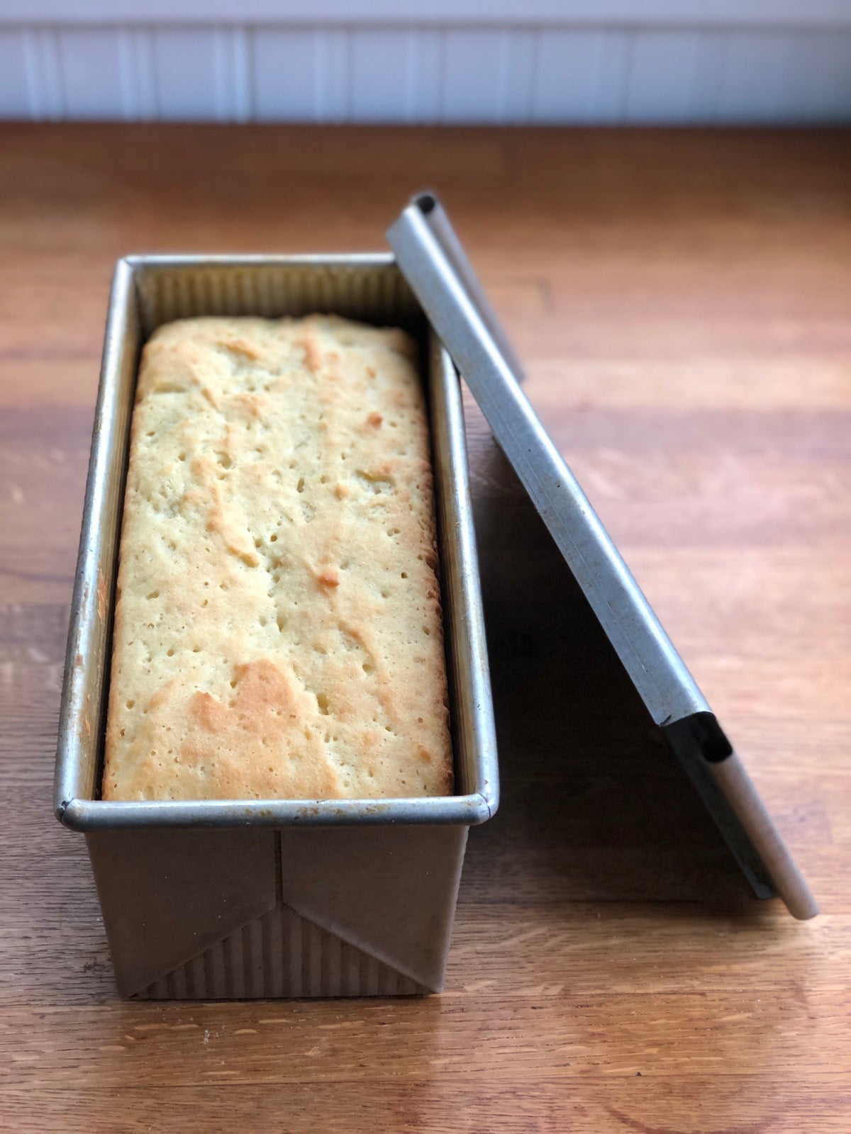 Gluten-free sandwich bread baked in a pain de mie pan