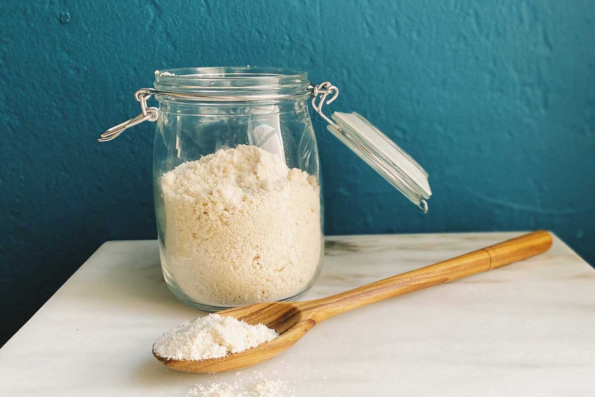 Jar of blanched almond flour