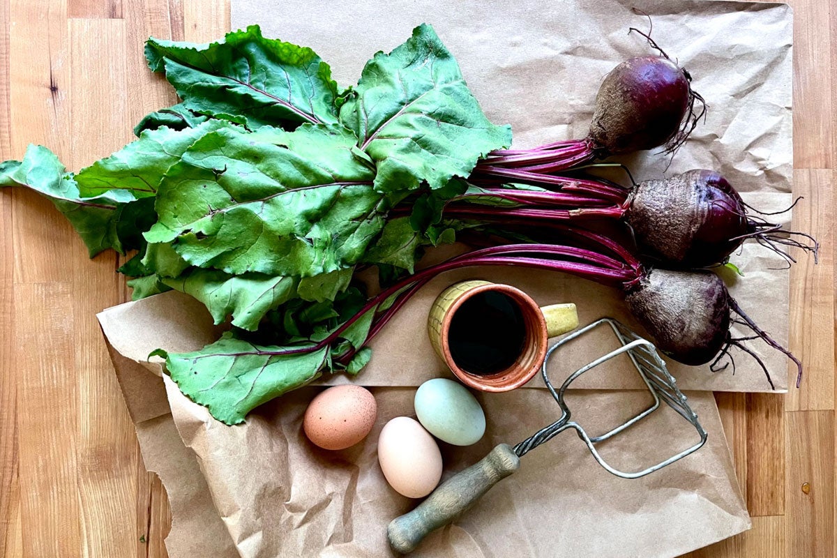 Whole beets ready for baking