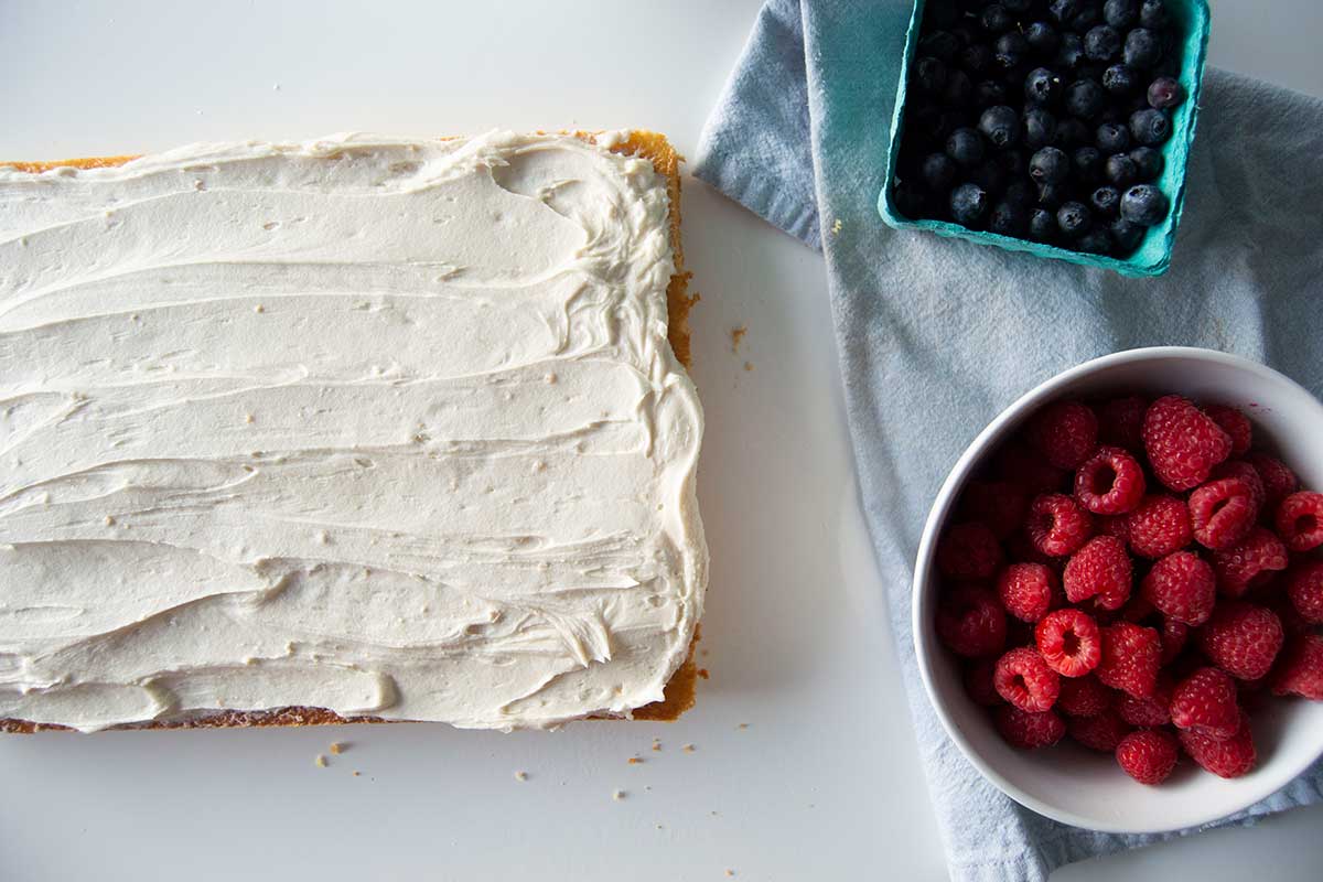 Blank frosted cake with berries