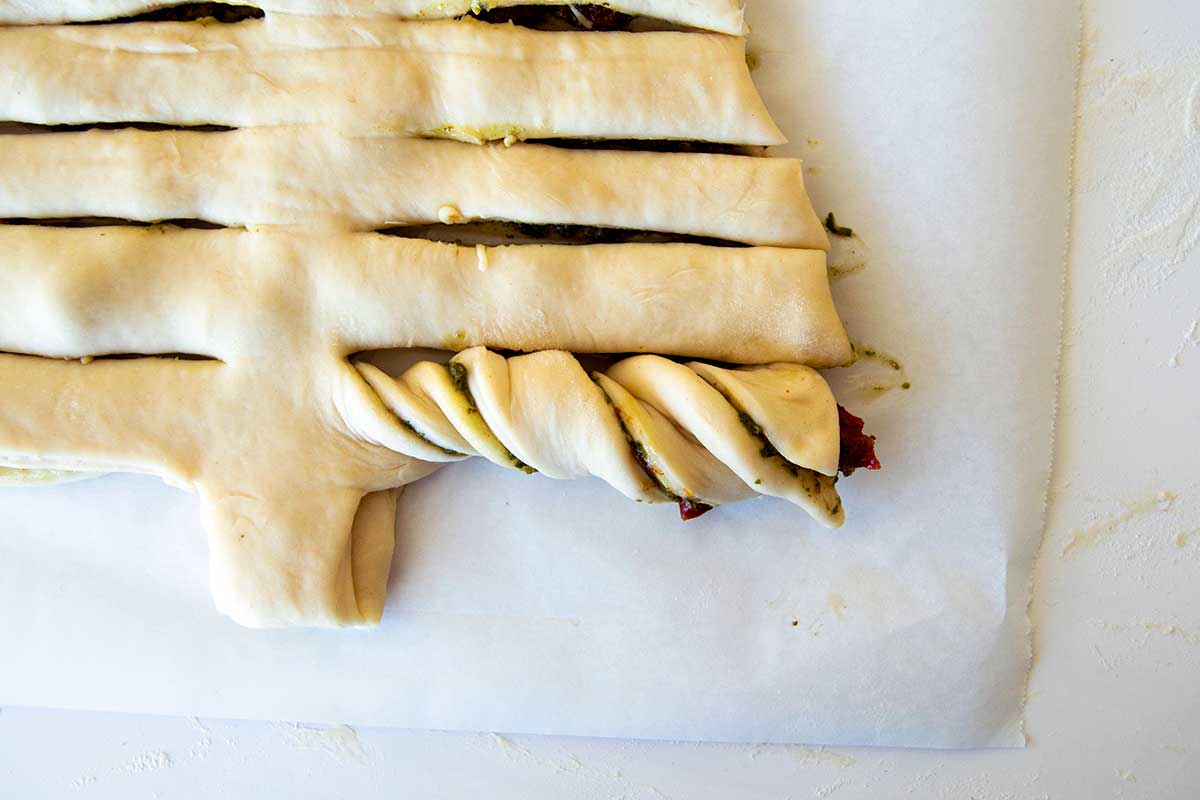 Strip of dough twisted into a spiral