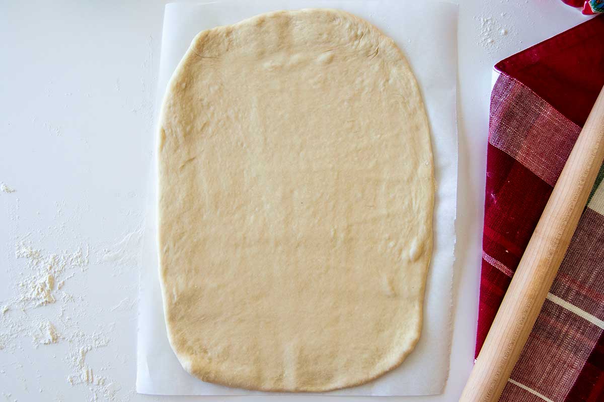 Dough rolled into rectangle