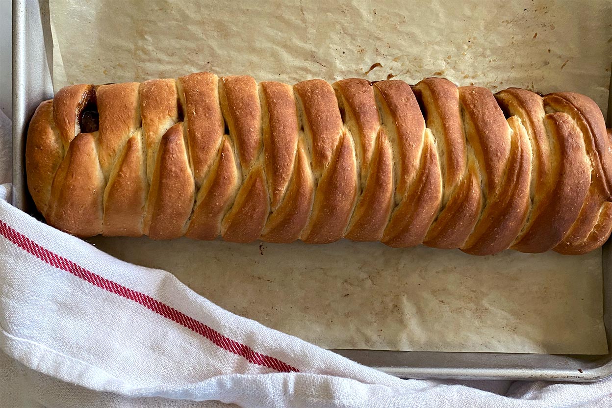 A mock-braid filled with brown sugar and cinnamon