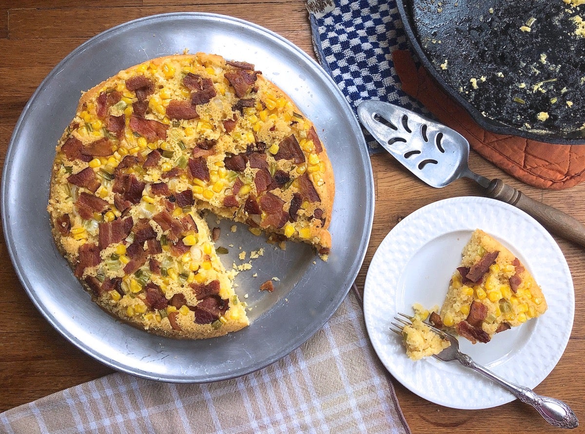 Bacon and Gorgonzola Cornbread Wedges