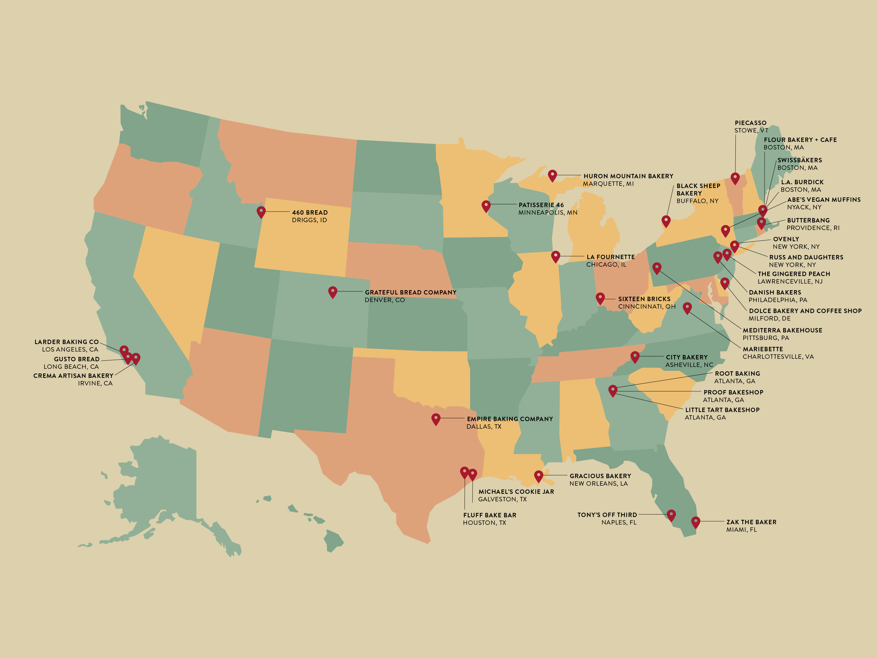 Map of For Goodness Bakes bakery locations