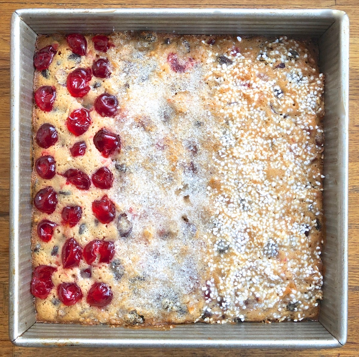 Fruitcake baked in a 9" square pan