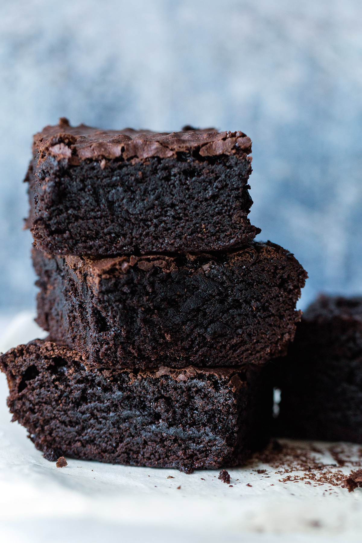 A stack of three gluten-free brownies