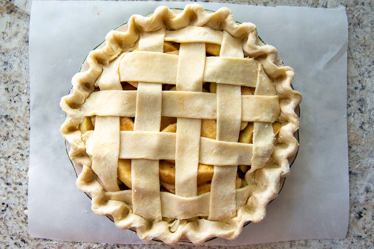 Pie with crimped lattice crust