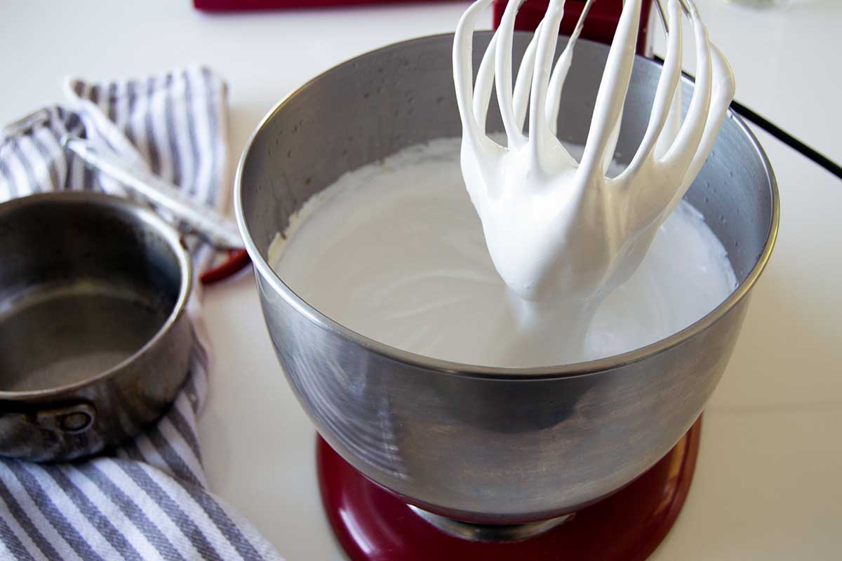 Whipped marshmallow in stand mixer