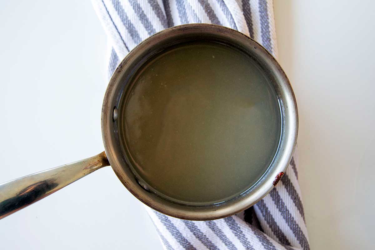 Saucepan with sugar mixture