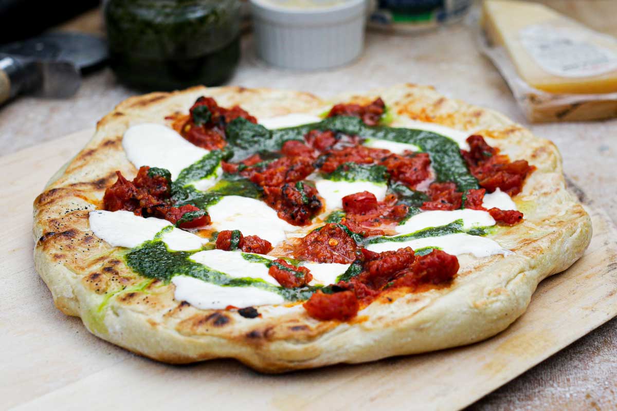 Grilled Neapolitan-style pizza