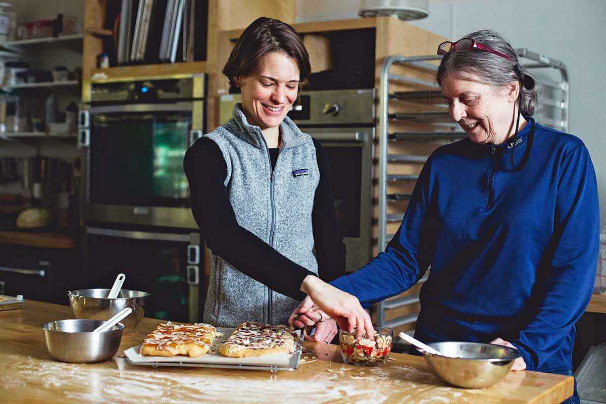 PJ and Charlotte work in the test kitchen