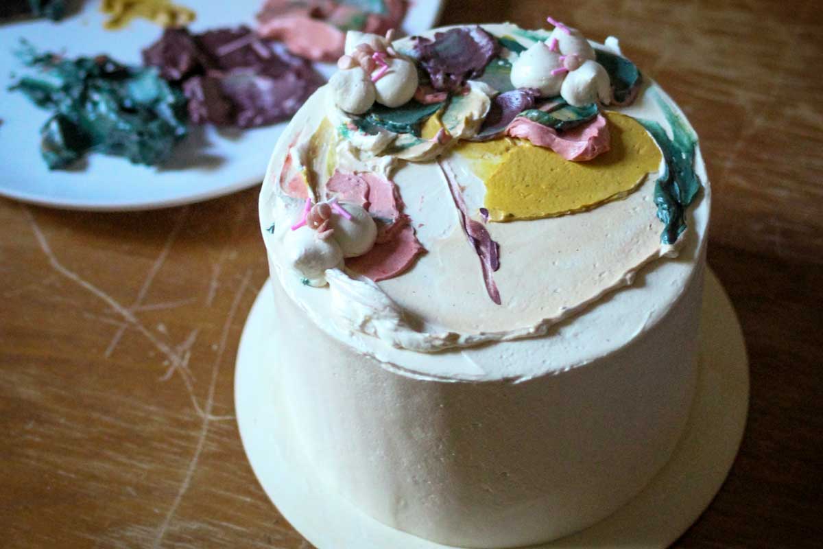 Painted buttercream cake