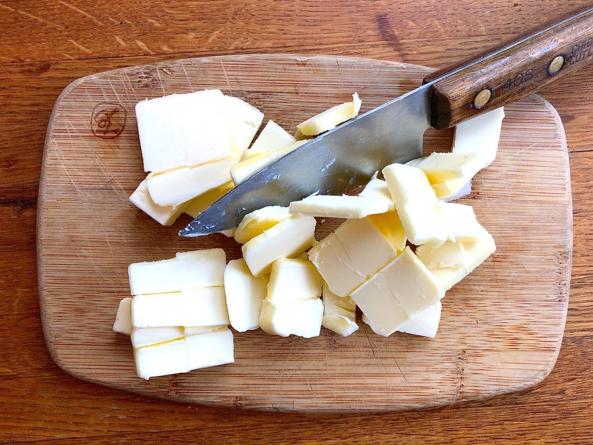 6 tablespoons butter cut into thin pats.