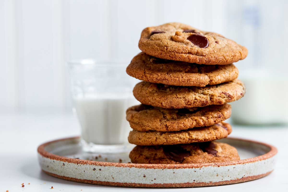 Stack of rye chocolate chip cookies