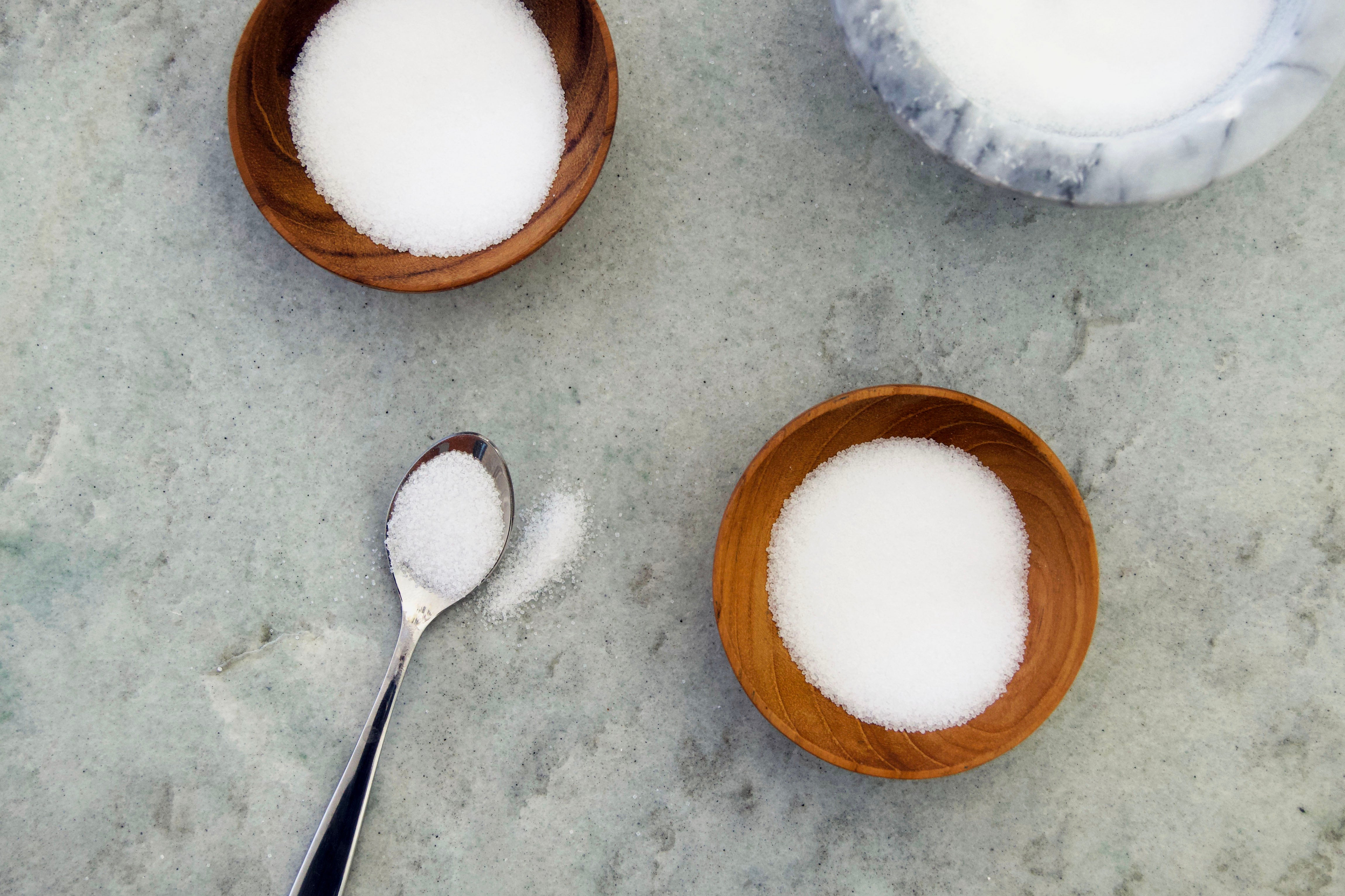 Several small containers of salt