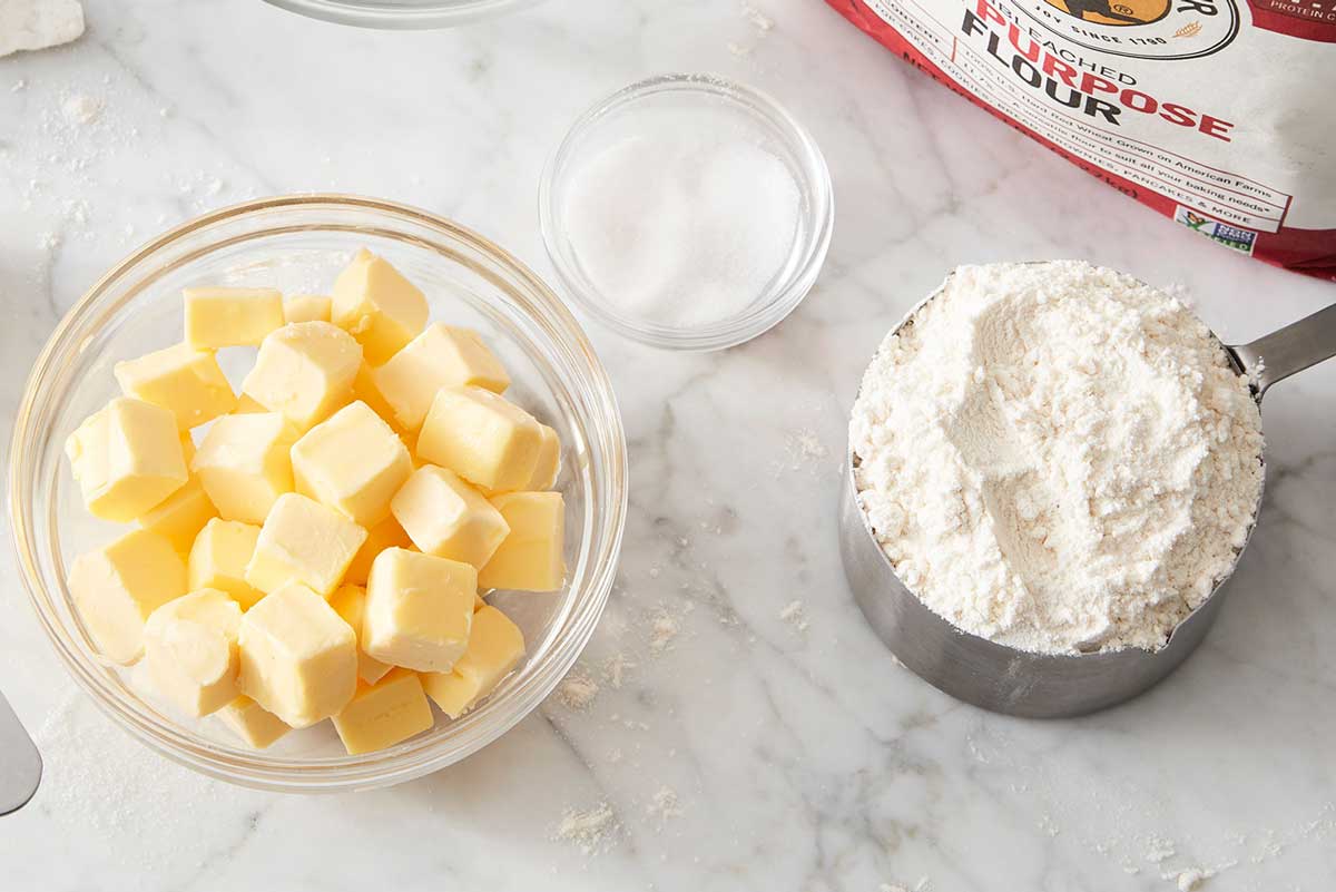 Salt next to butter and flour