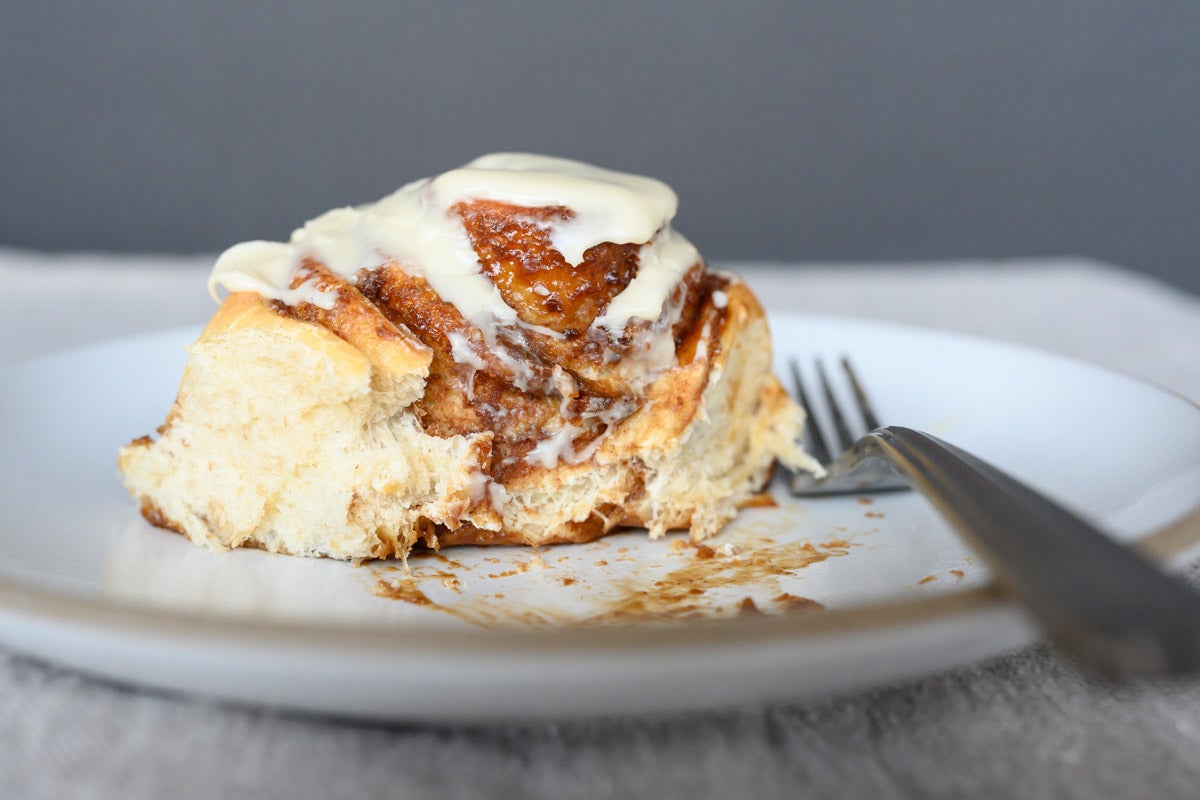 Interior of sourdough cinnamon bun.