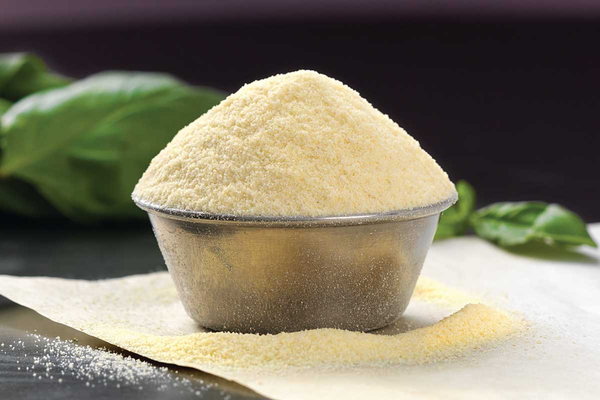 Semolina pasta in small bowl