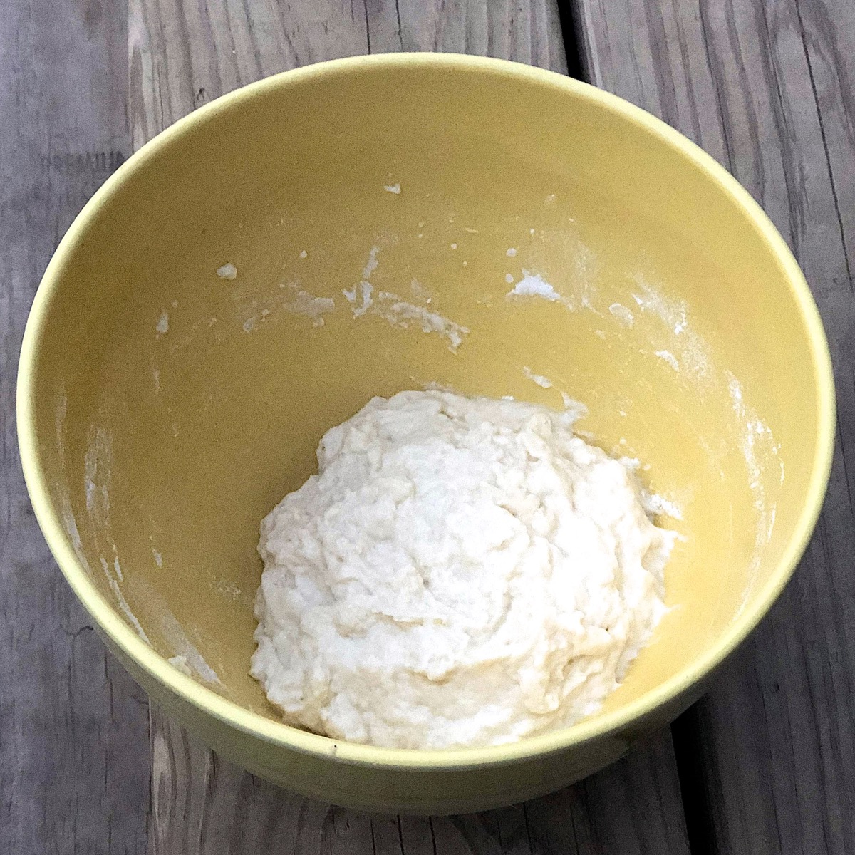 Yeast water mixed with flour in a bowl.