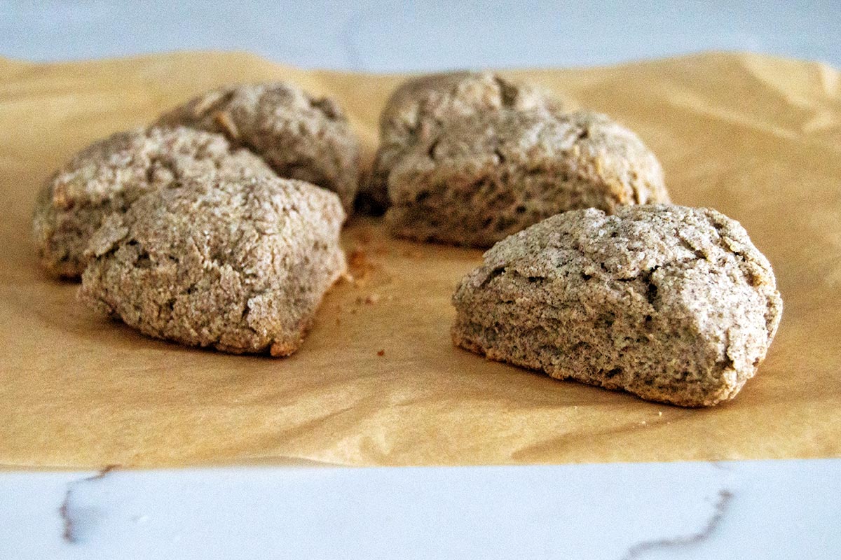 Buckwheat scones on parchment