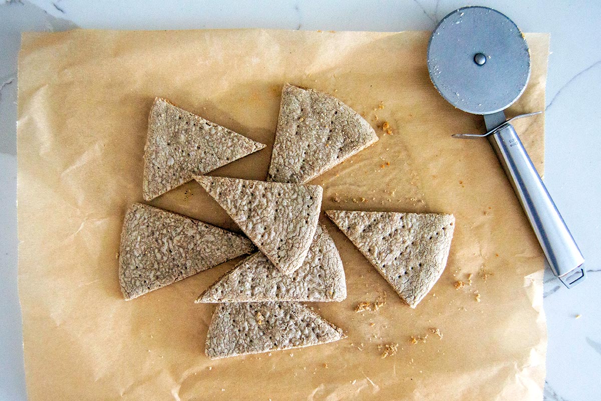 Buckwheat shortbread cut into triangles