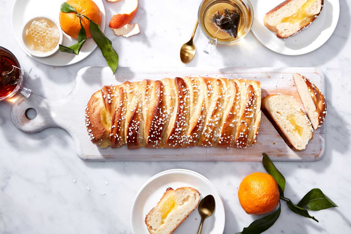 Sliced lemon braid bread