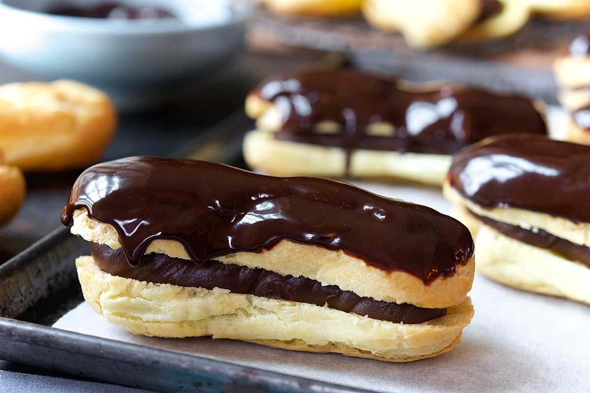 Dark chocolate eclairs