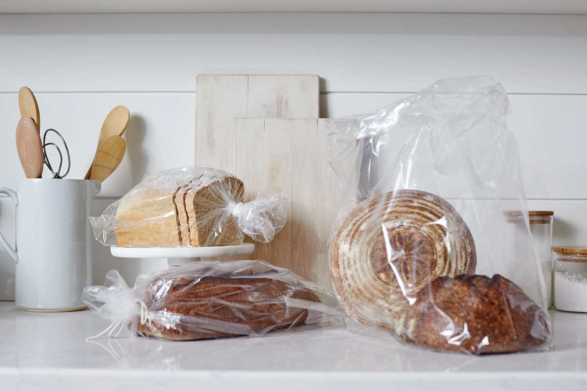 Bread bags with bread inside