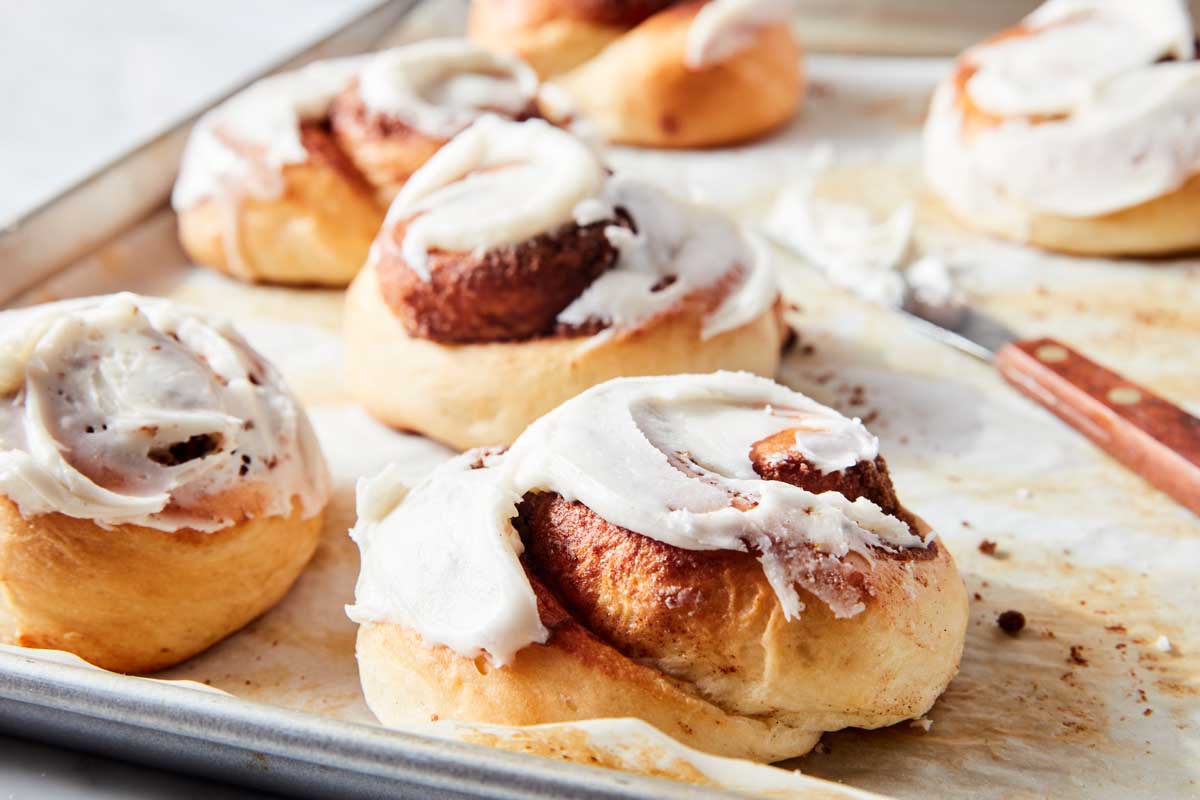 Cinnamon rolls on sheet pan