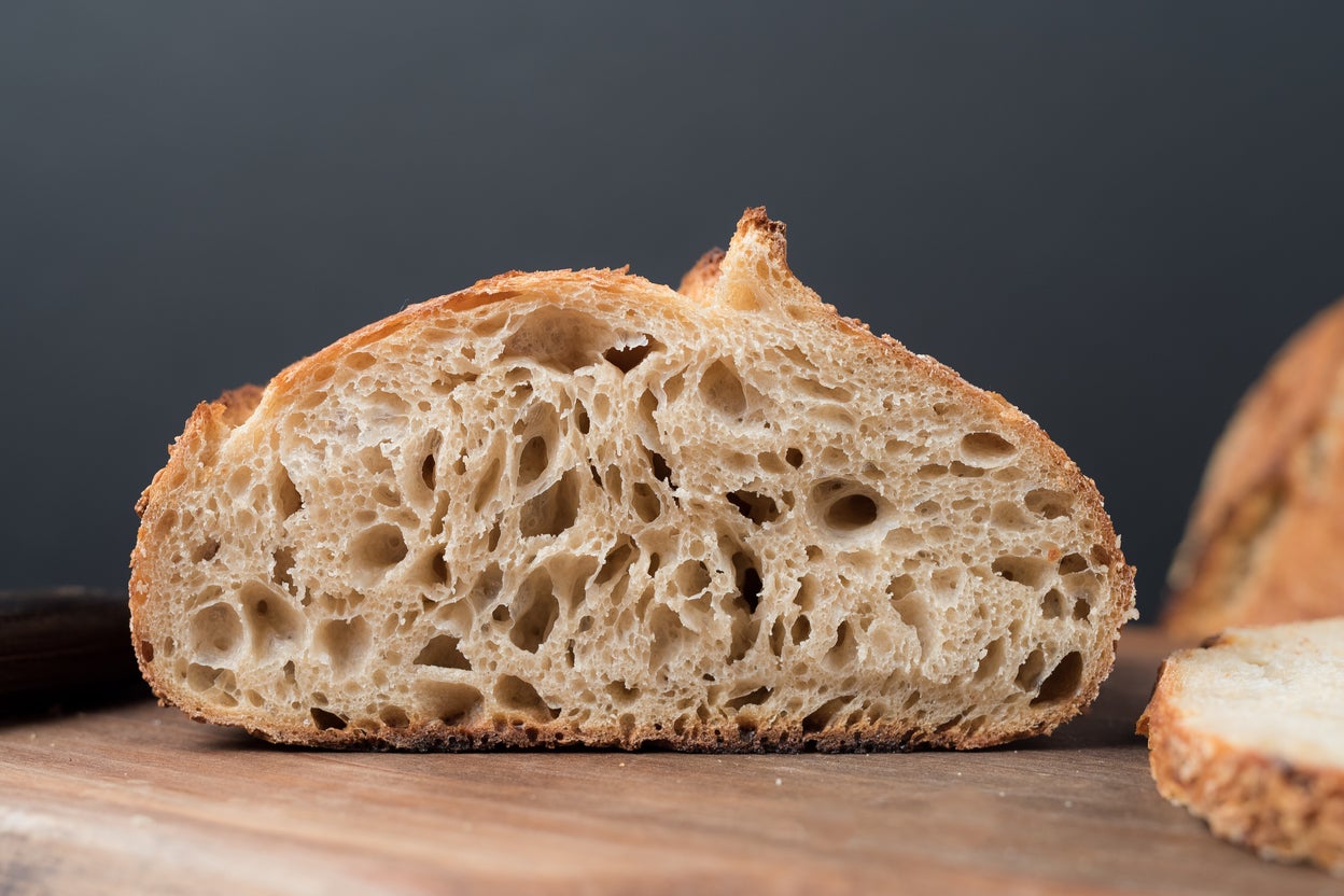 Sliced bread with moderately open crumb