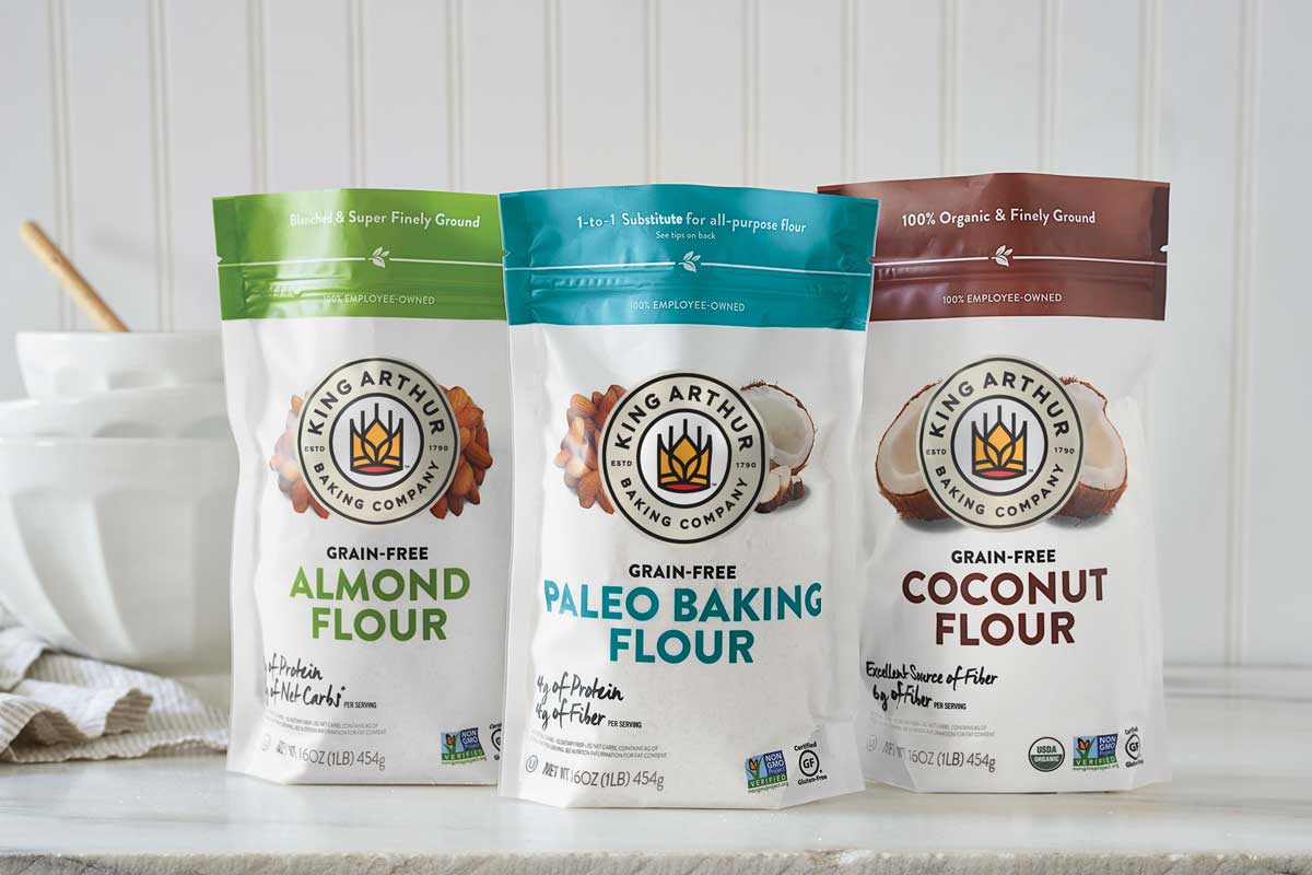 Coconut, almond flour, and paleo baking flour bags