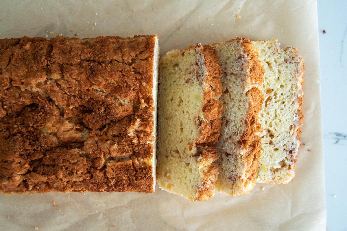 Slices of gluten-free sandwich bread with apples and cinnamon