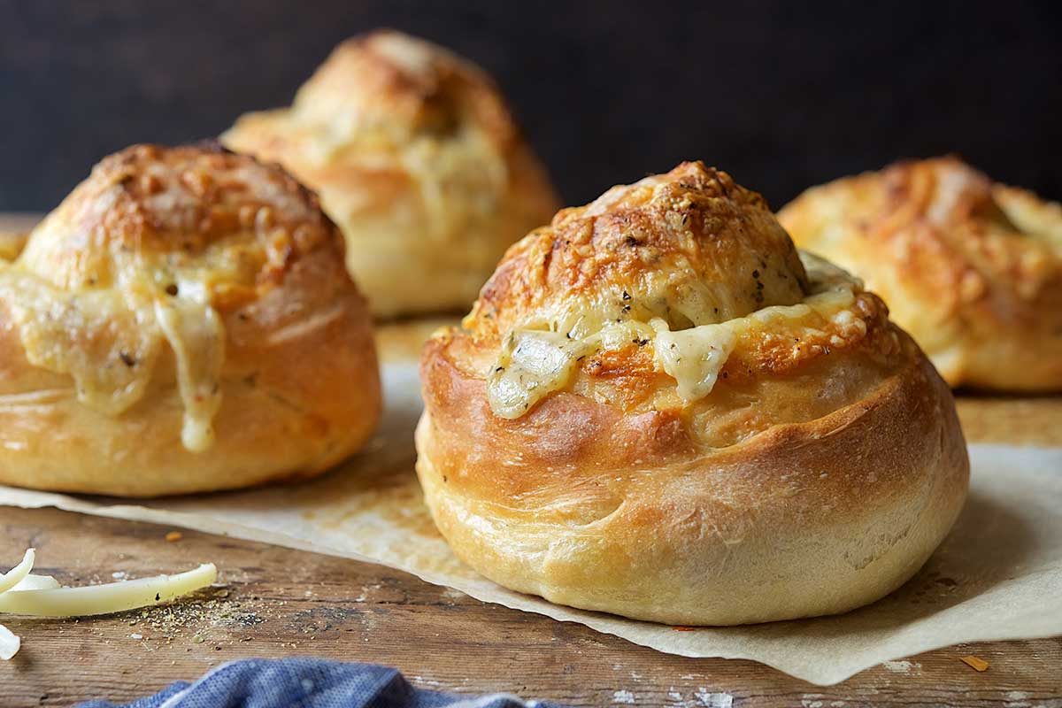 Gruyere stuffed crusty loaves