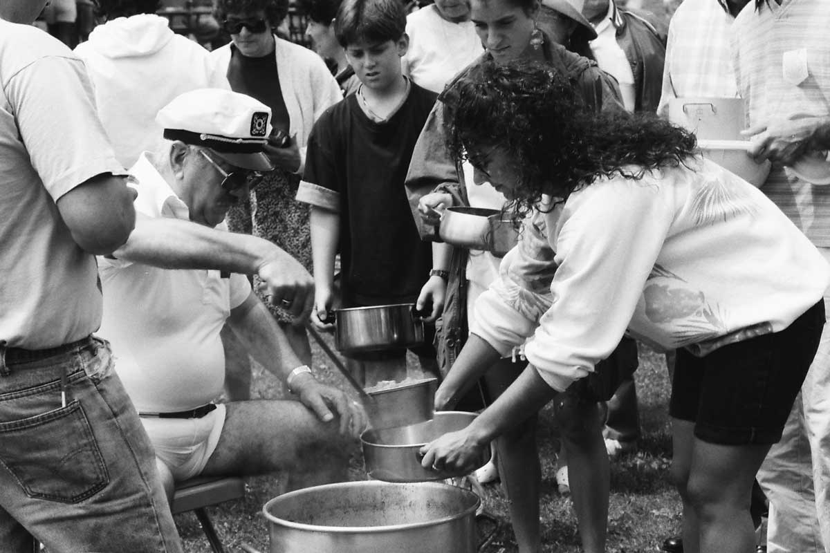 Serving the madagh stew