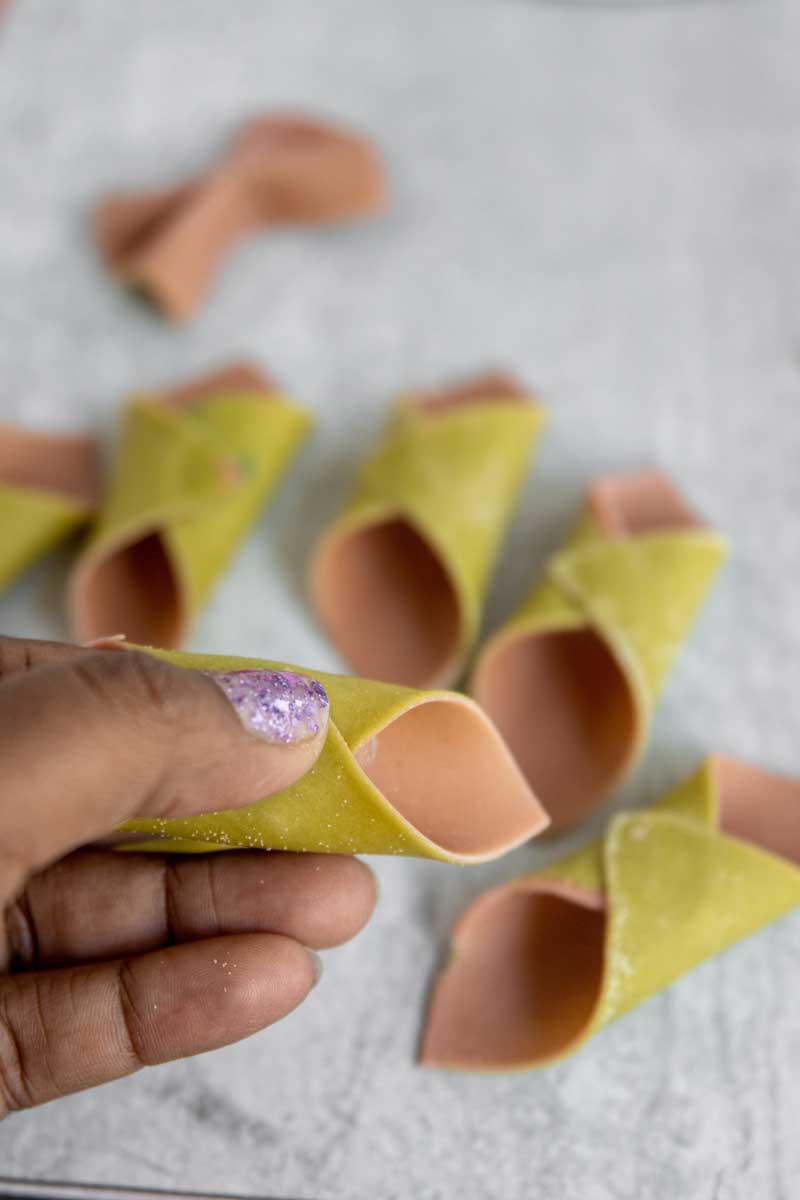 Hand-shaped garganelli pasta 