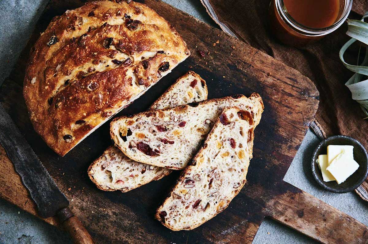 Sliced no knead harvest bread