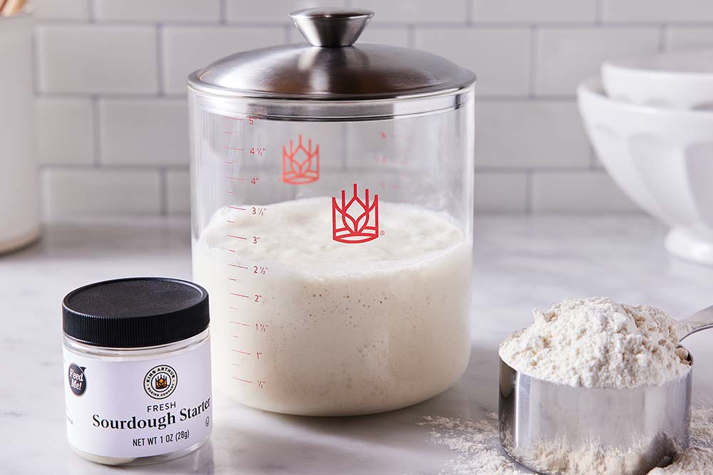 Fresh Sourdough Starter and Glass Crock Set