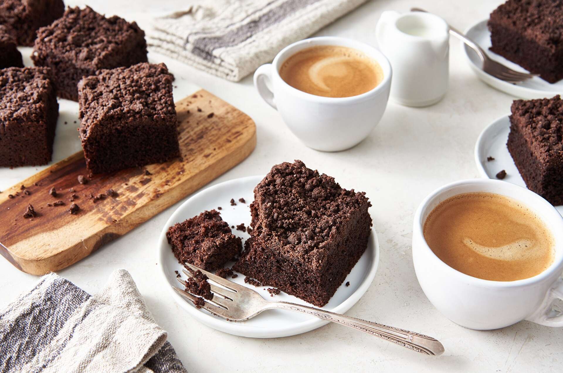 Rye Chocolate Coffeecake, square cut out and put on a plate