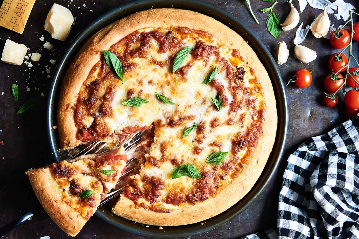 Chicago-Style Deep Dish Pizza : Recipes : Cooking Channel Recipe