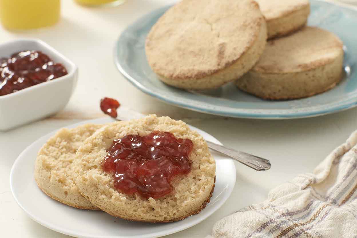 Slightly sweet English muffins with lots of fiber and great taste. 