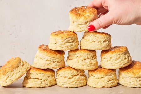 Sourdough Discard Buttermilk Biscuits stacked high