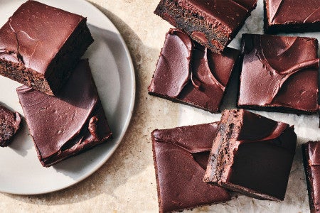 Zucchini Brownies sliced and on a plate