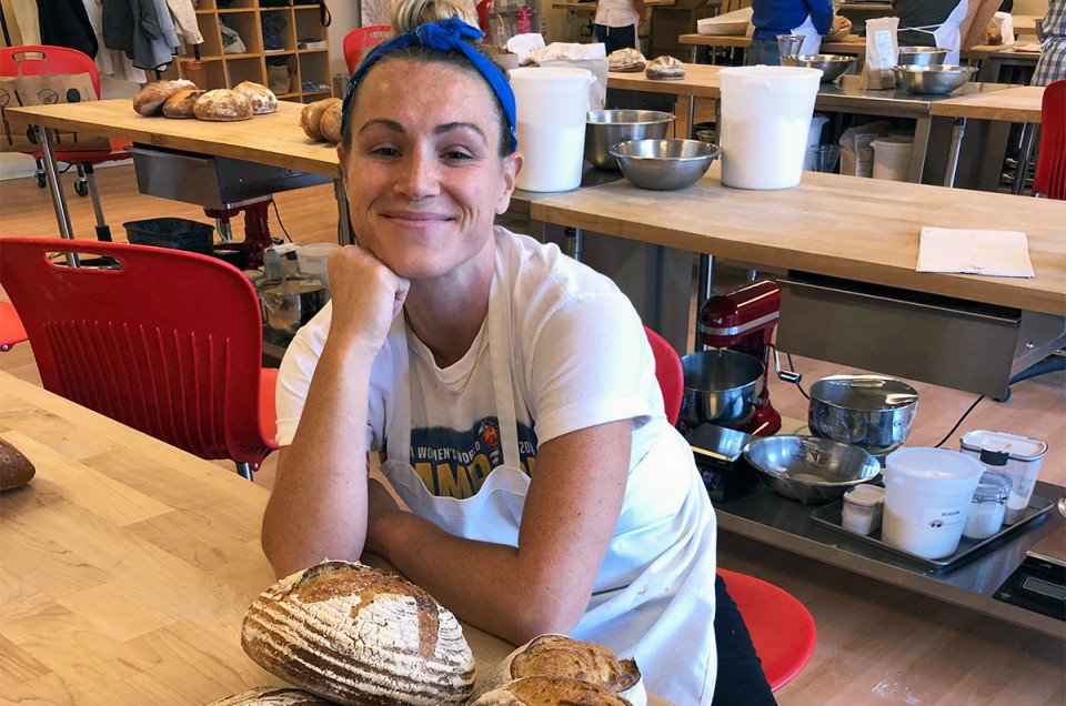 Dayna Evens in the King Arthur Flour Baking School at the Bread Lab